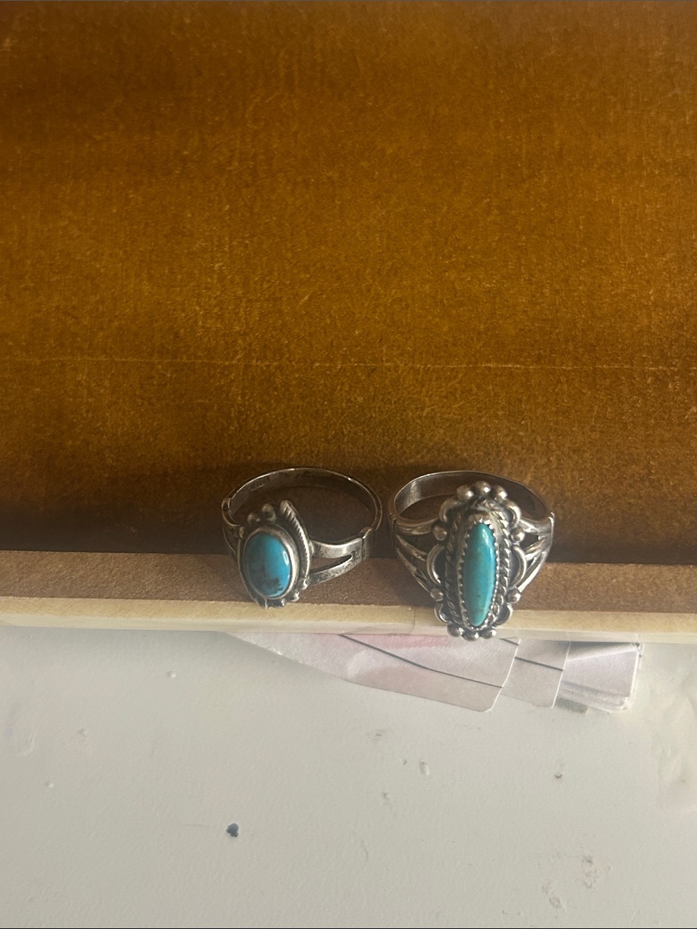Vintage Sterling Silver Turquoise Oval Cocktail Rings size 7